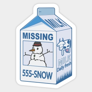 Missing snow man on milk carton for kids Sticker